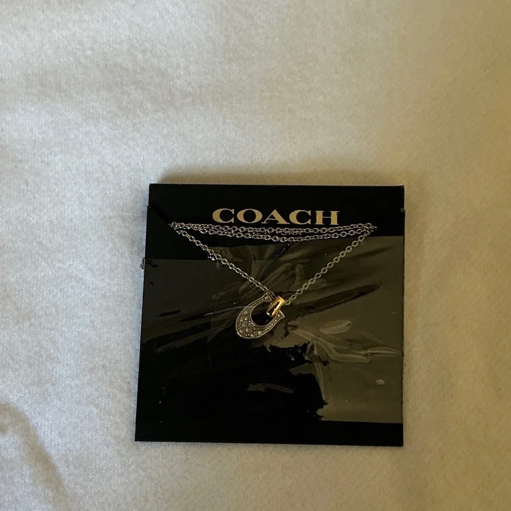 Coach Silver-Tone Necklace with Crystal 'C' Charm